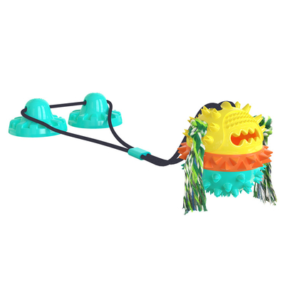 A Style Reinforced Sucker Rope Ball Dog Toy Bright Yellow Lake Blue